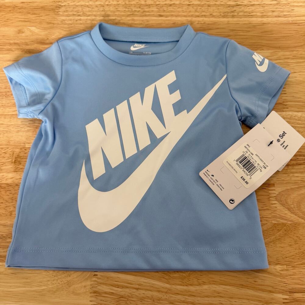 Nike Light Blue Baby Boys Tee Shirt Size 12 Months NEW Athletic